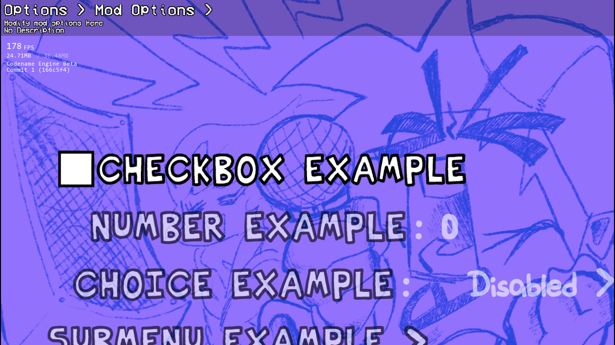 Image showing the custom options based on the example above
